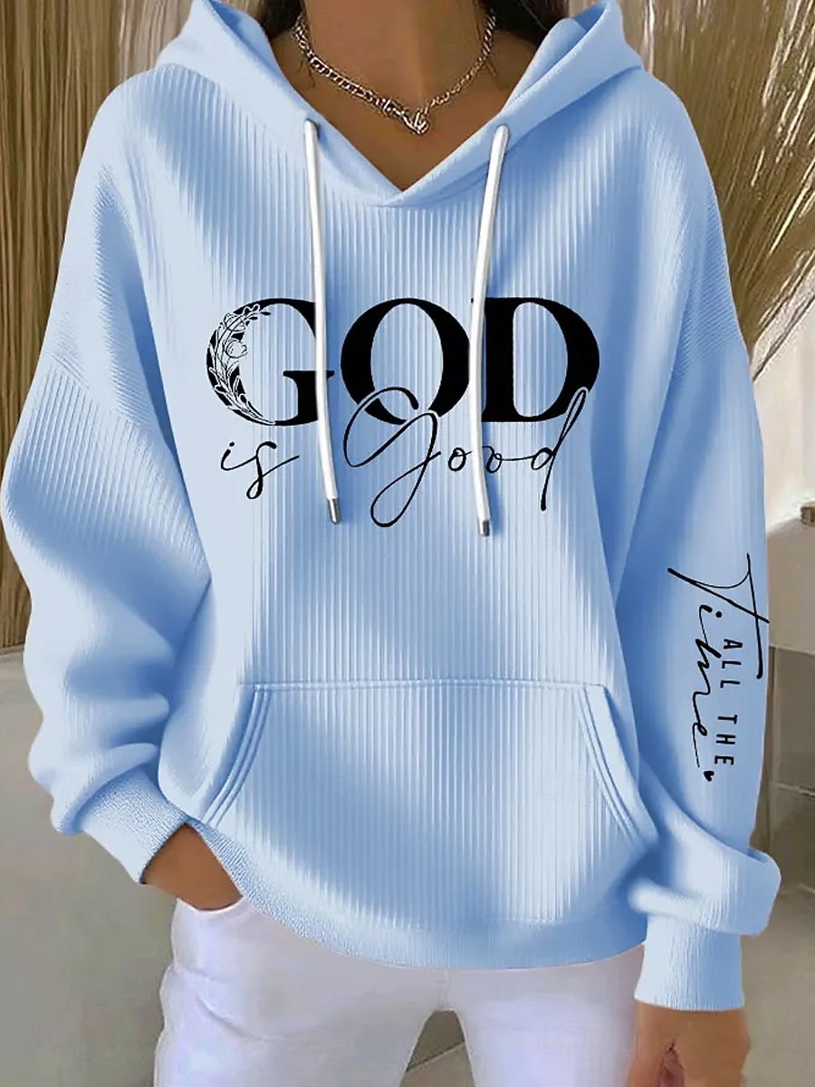 Damskie Bluza z kapturem i bluzą Graficzny Litera Codzienny Długi rękaw Kaptur Zwykłe topy Codzienny Na co dzień Sport Niebieski Czarny Biały Rumiany róż Wiosna Jesień 2026 - $35.99 –P4