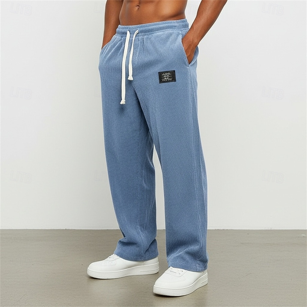 Herren Jogginghose Hose Cordhose Freizeithose Kordelzug Elastischer Bund Gerader Schnitt Einfach Komfort Volle Länge Täglich Sport im Freien Ferien Urlaub Mode Blau Schwarz Mikroelastisch 2026 - $26.99 –P3