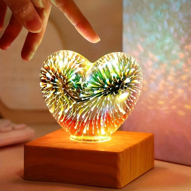 1 buc lampă de noapte cu artificii de dragoste 3D alimentată prin USB 11 * 9cm decorativ pentru dormitor living dining atmosferă pentru capul de pat lumini decorative cadouri 2026 - $17.99 –P1