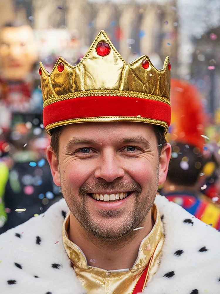 Corona da re in tessuto poliestere per uomini – design dorato e rosso perfetta per feste di carnevale e balli in maschera del 2026 a $11.99 –P2