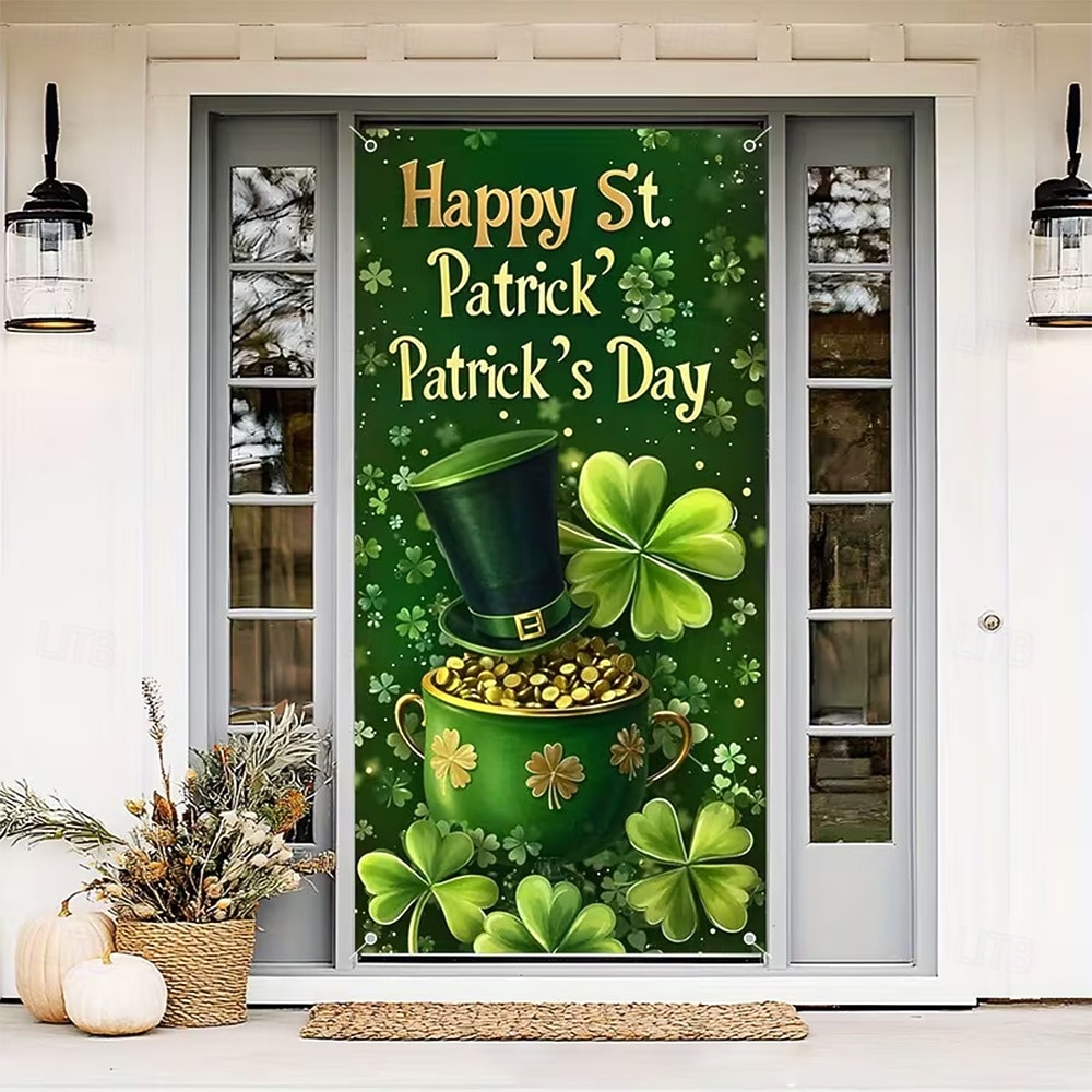 St. Patrick's Day Posters Door Cover Outdoor Banners Gold coin Green Hat Shamrock Cute 3D Party Dorm Teens Room College Dorm Guys Man Cave Frat Bedroom Shooting Backgrounds Home Decor 2026 - $20.99 –P6