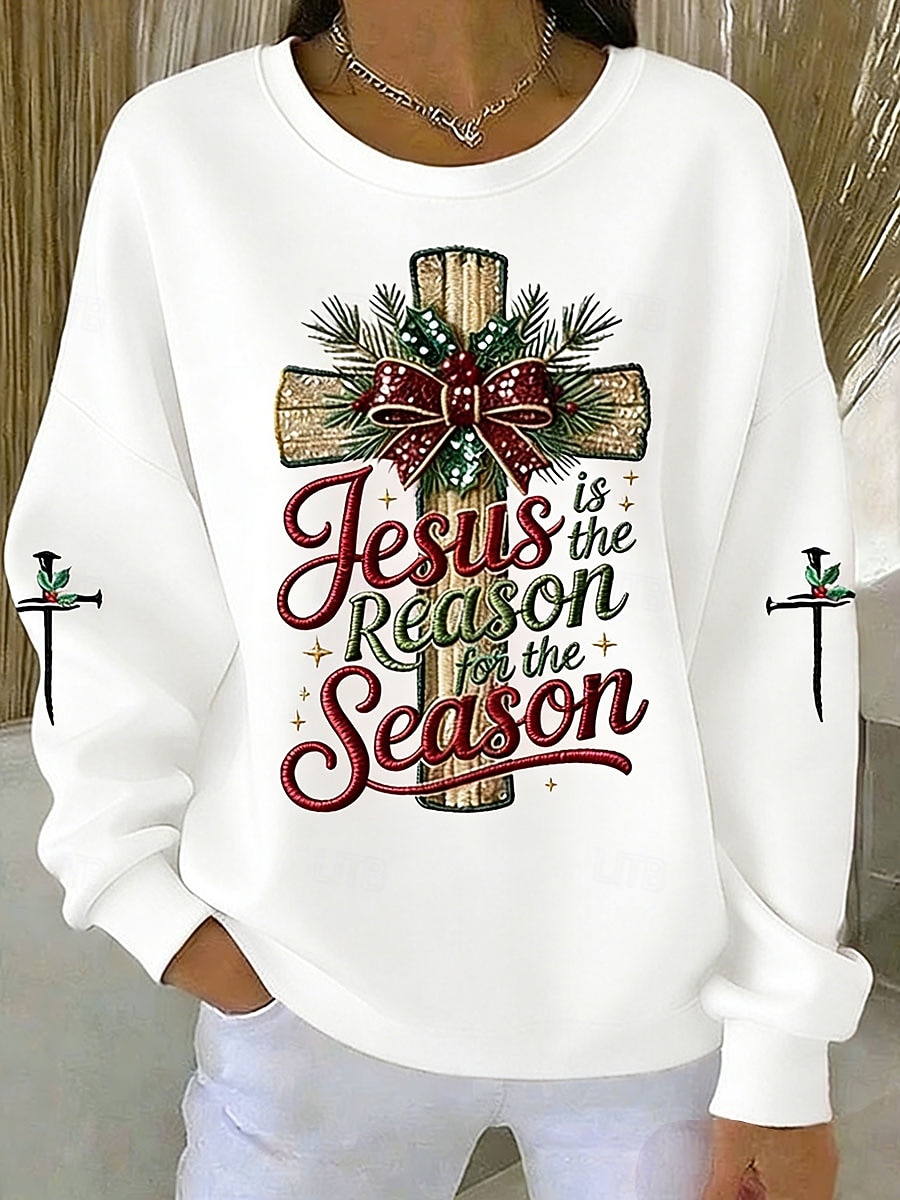 Dámské Pullover Mikiny Tisk Grafika Písmeno Na běžné nošení Dlouhý rukáv Tričkový Běžné topy Ležérní ulice Na den Vodní modrá Bílá Světlá růžová Rubínově červená Oranžová Podzim Zima 2026 - $27.99 –P6