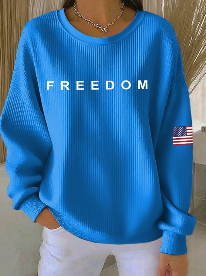 Giorno dell'Indipendenza Maglione Pullover Testurizzato Patriottico da Donna Stampa Grafica Geometrica Casual Maniche Lunghe Collo A Giro Top Regolari Casual Casa Strada Blu Nero Bianco Rosso Grigio del 2026 a $29.99 –P4