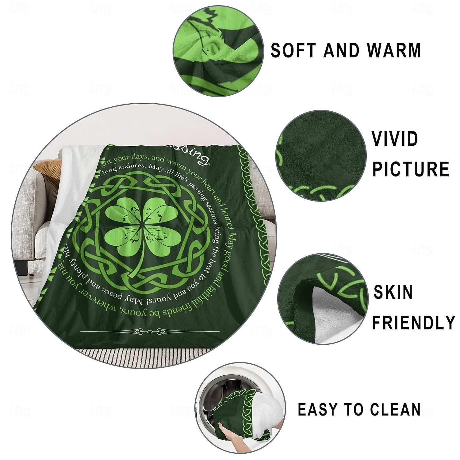 St. Patrick's Day Irish Gifts for Women & Men,  SLÁINTE Irish Blessing Blanket, Celtic Birthday Gift, Best St. Patrick's Day Present, Thoughtful Irish Blessing Décor. 2026 - $25.99 –P4