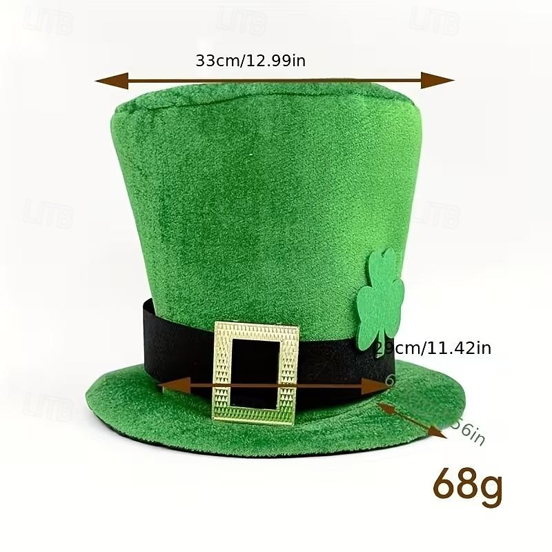 cappellini per la festa di San Patrizio con motivo a trifoglio, verdi &cappelli da festival usa e getta in poliestere nero, senza piume, perfetti per feste al chiuso, foto, del 2026 a $15.99 –P3