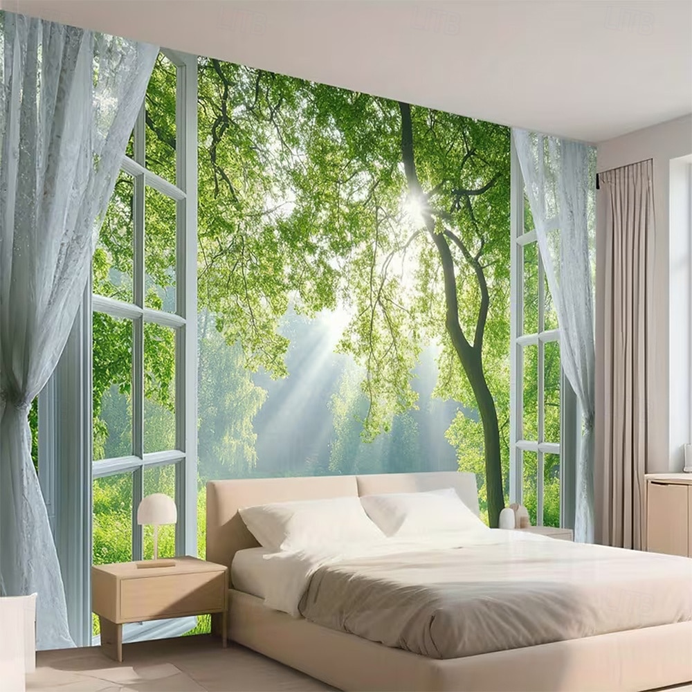 ταπισερί Σημαιάκια Κουβέρτα Ρουστίκ Παράθυρα Δέντρο Μοντέρνα 3D Υπνοδωμάτιο Σαλόνι Κοιτώνας Δωμάτιο Εφήβων Κοιτώνας Κολλεγίου Βεράντα τοίχου Διακόσμηση Σπιτιού 2026 - $19.99 –P2