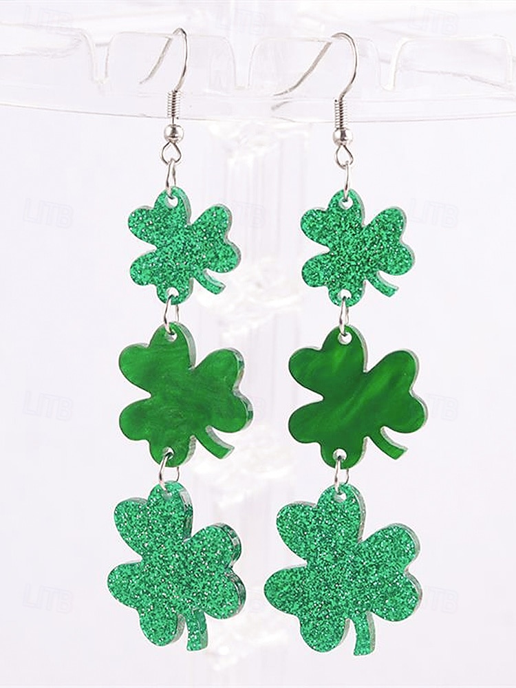 Dámské náušnice s trojlístkem ke Dni svatého Patrika, akrylový materiál, různé styly jetelů, lehké a třpytivé, doplňky pro dámy v irském stylu, ideální na průvody, večírky a sváteční oslavy. 2026 - $9.99 –P7