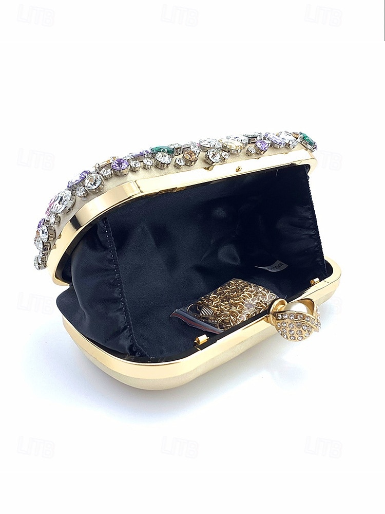 Women's Polyester Clutch Bag with Gemstone Embellishments, Chain Shoulder Strap, Large Capacity, Multiple Colors – Perfect for Weddings and Evening Parties 2026 - $34.99 –P10