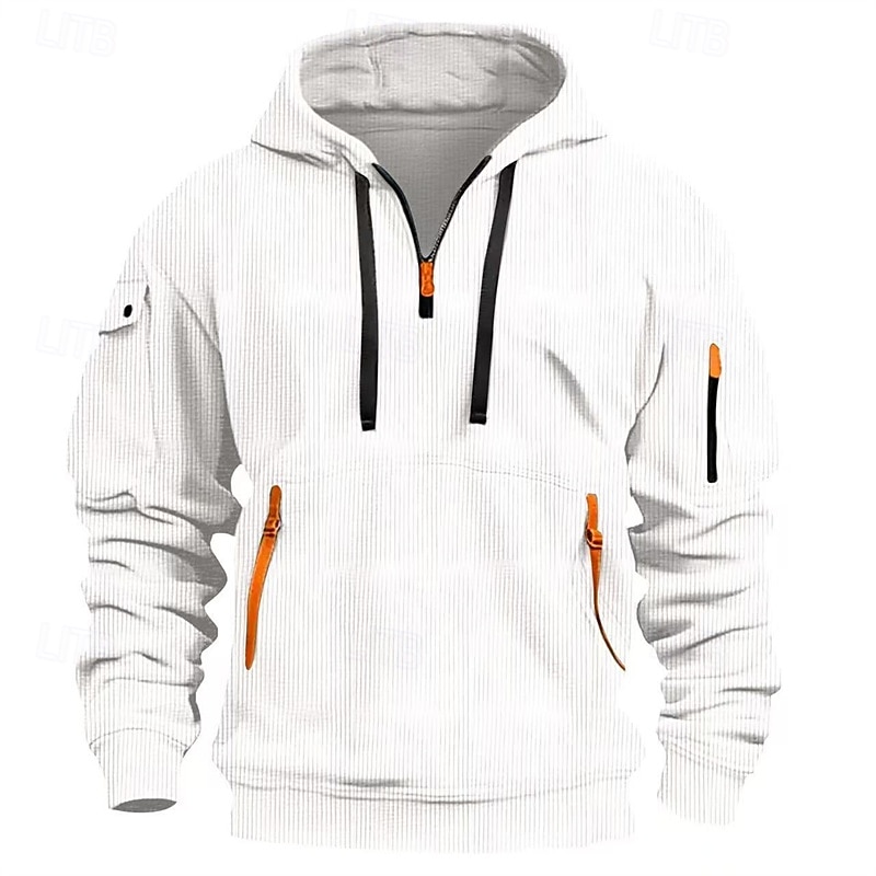 Per uomo Felpa con cappuccio Maglione Felpa con cappuccio e zip corta Blu Nero Bianco Rosso Cachi Con Cappuccio Semplice Jacquard Tasca Testurizzato Quotidiano Sport & Outdoor Ferie Streetwear del 2026 a $34.99 –P2