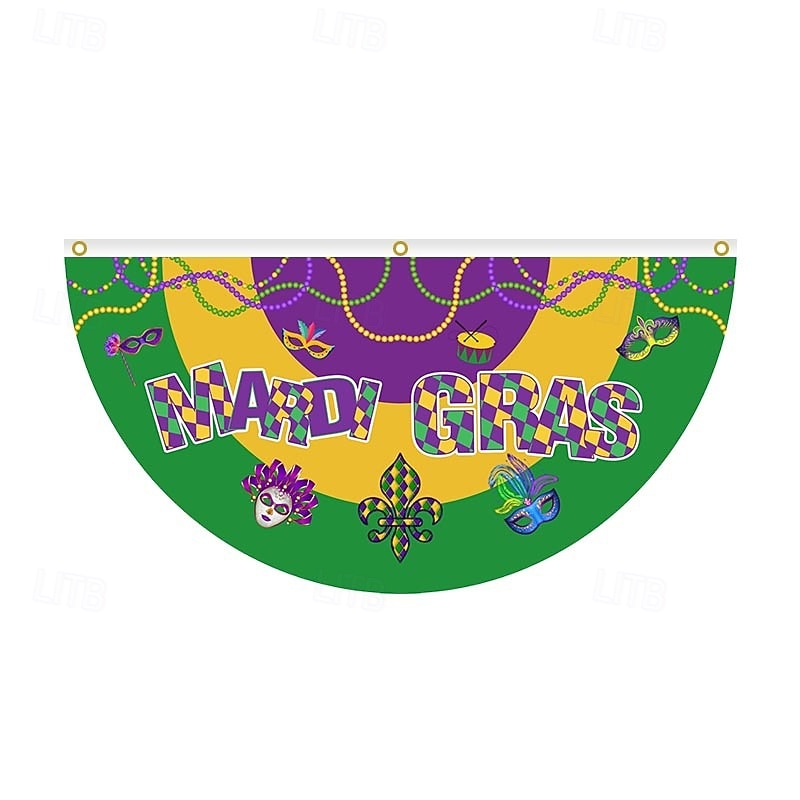 Brazil Carnival Flag, Mardi Gras Half Flag, Carnival Party Decorations, Festive Atmosphere, Colorful Festival Flag for Home, Parade, and Outdoor Event Decor 2026 - $6.99 –P7