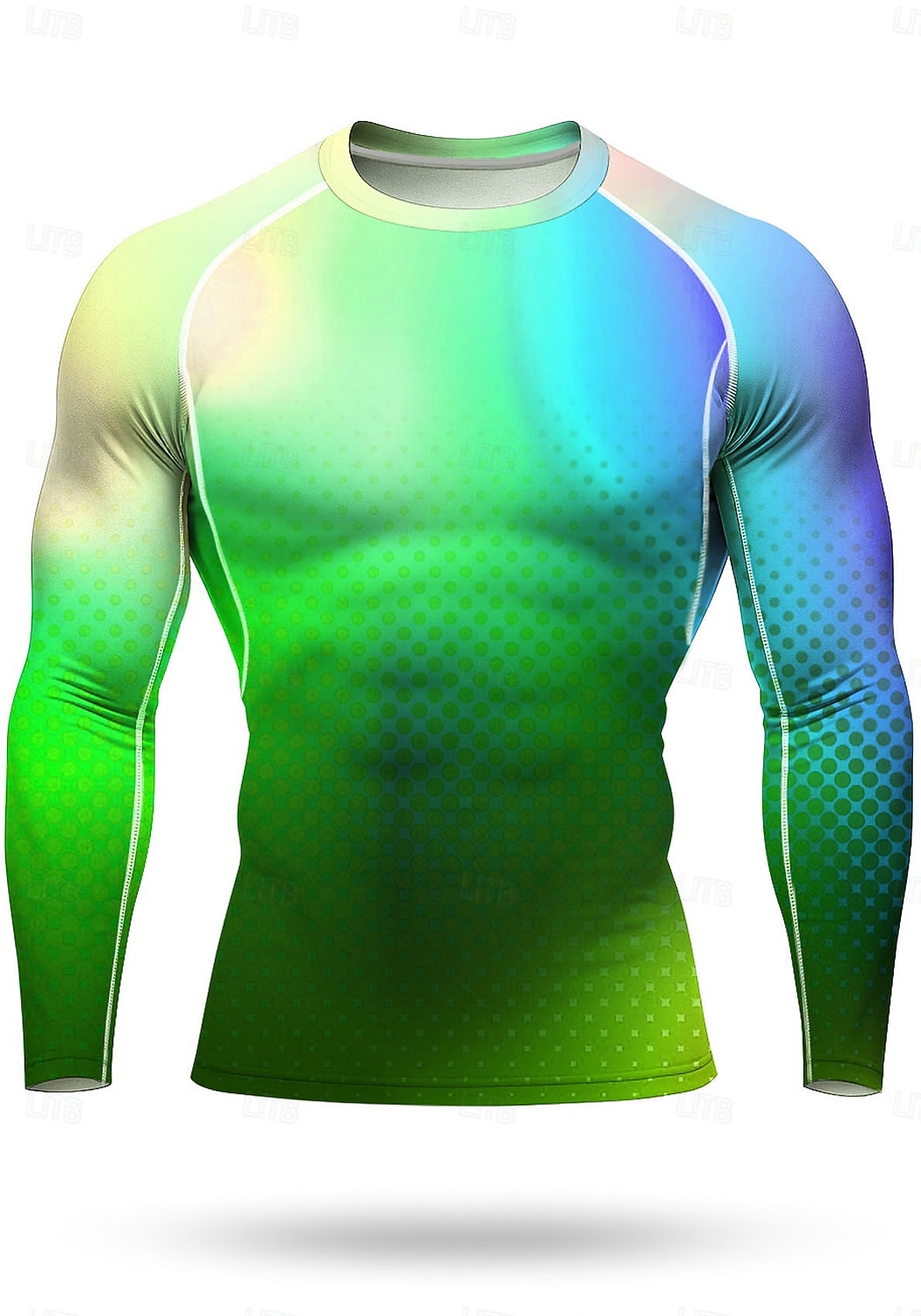 رجالي للجنسين هندسي التدرج تيشيرت للجري قميص رياضي قميص اللياقة البدنية قميص تجريب قميص الجري الصيف الربيع الخريف الشتاء كم طويل UPF 50 2026 - $18.99 –P6