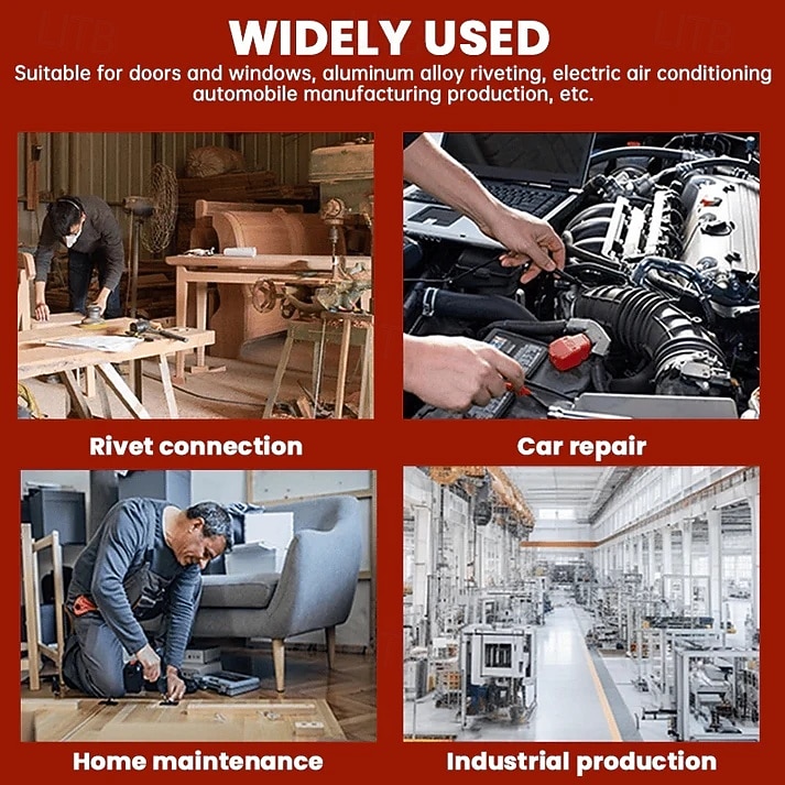 Adaptador de pistola remachadora eléctrica de grado profesional, accesorio de remaches para taladro eléctrico inalámbrico con 4 cabezales de remache de 2,4 mm, 3,2 mm y 4,0 mm, herramienta de 2026 - $27.99 –P7
