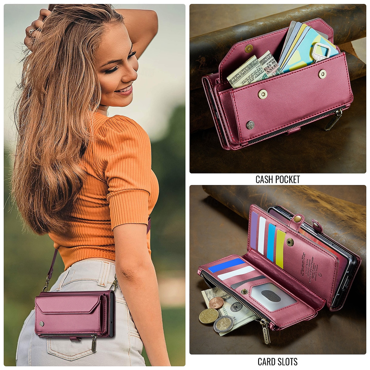 Phone Case For Samsung Galaxy Z Fold 7 Wallet Case with Lanyard with Wrist Strap Kickstand TPU PU Leather 2026 - $28.99 –P9