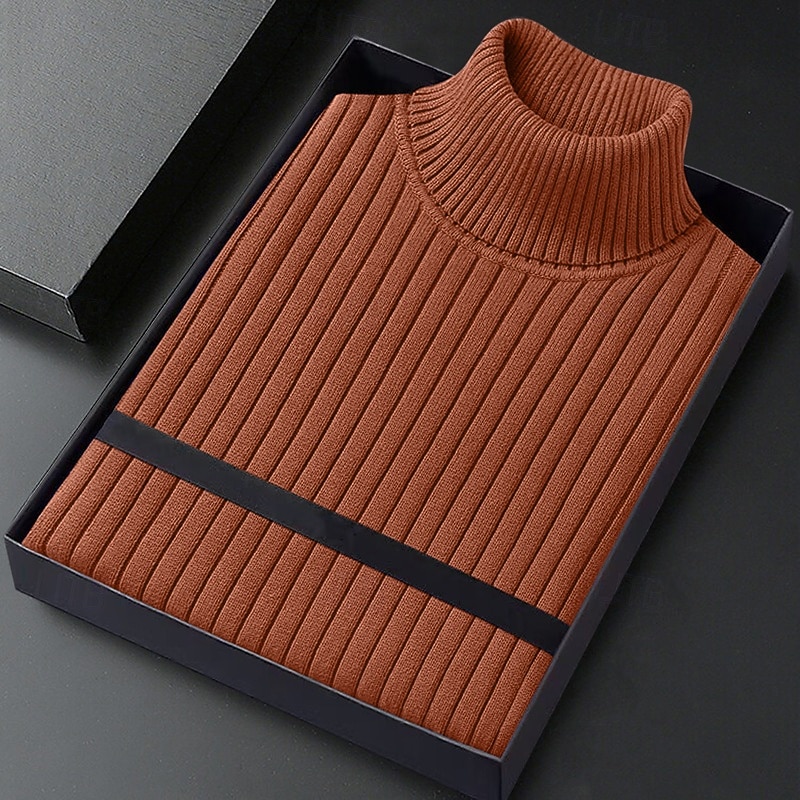 Bărbați Pulover cu gât rotic Pulover pulover Striat Tricotat Topuri obișnuite Tricotat Striat Simplu Gât Înalt De Bază Păstrați-vă cald Casual Purtare Zilnică Îmbrăcăminte Iarnă Albastru piscină Negru 2026 - $22.99 –P6