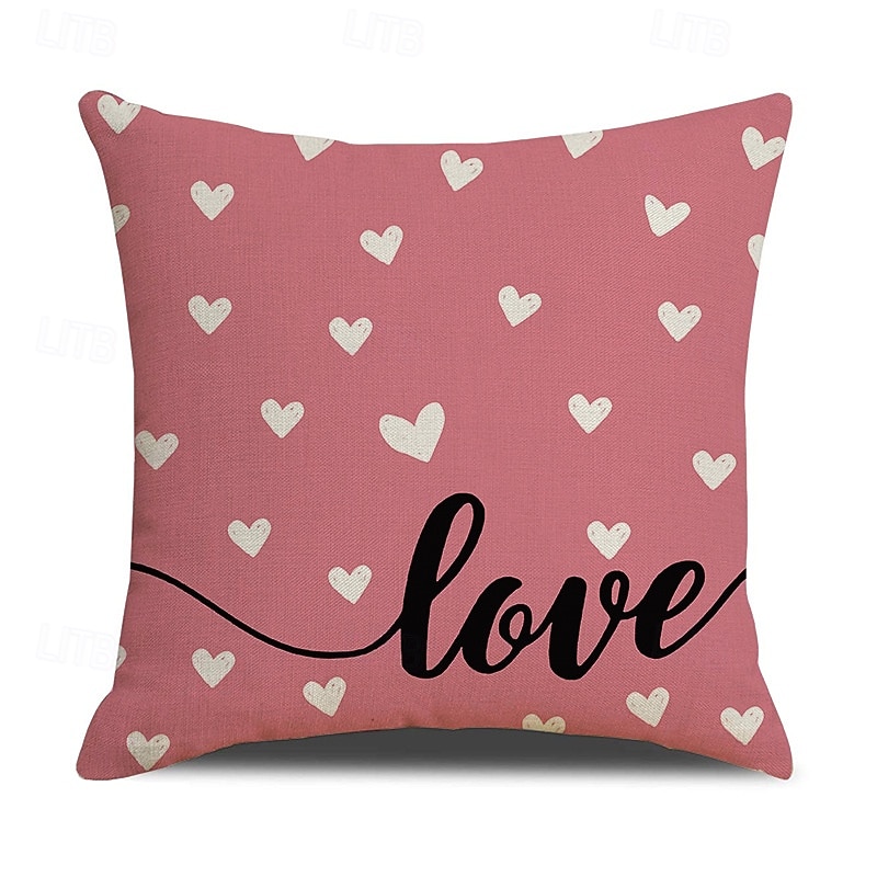 Valentine's Day Couple Heart Pillow Cover, Red "LOVE" Letter Print Decorative Cushion, Perfect for Sofa, Living Room, Bedroom, Ideal for Romantic Valentine's Day Home Decor 2026 - $13.99 –P10