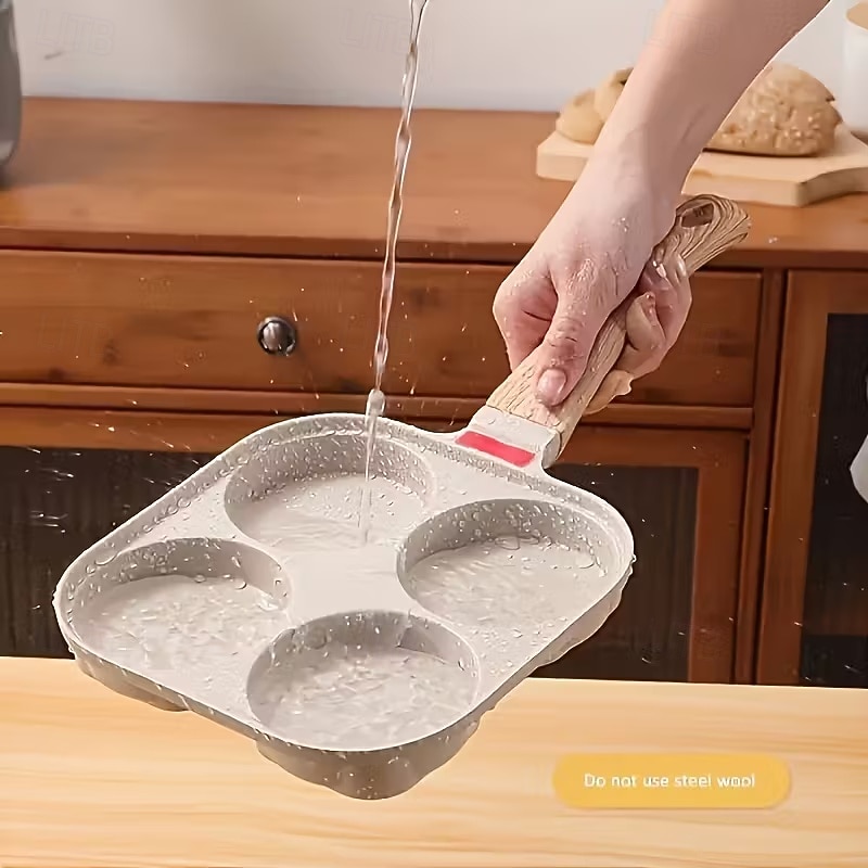 Tigaie antiaderentă pentru ouă cu 4 cavități, tigaie din aluminiu anodizat dur cu mâner din oțel inoxidabil, compatibilă cu aragazul cu inducție și gaz, tigaie multifuncțională cu fund plat pentru 2026 - $39.99 –P6