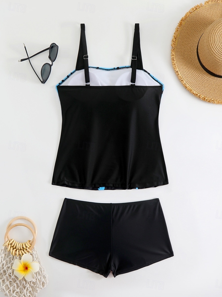 Maillot de bain Tankini femme 2 pièces Shorts Contrôle du ventre Taille haute Slim Dos nu Vacances Plage Vêtements Feuilles V Cou Sans Manches de 2026 ? $19.99 –P13