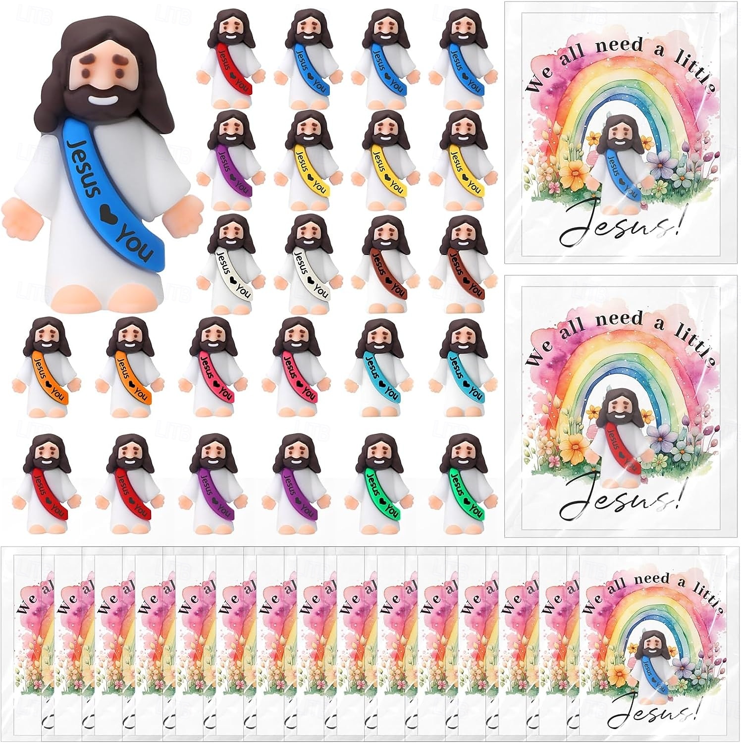 Set da 25 figure di Gesù ti ama con biglietto regalo di Pasqua, Gesù tascabile con biglietti di benedizione per nascondino, scuola domenicale religiosa cristiana, bomboniere per feste di cresima del 2026 a $22.99 –P1
