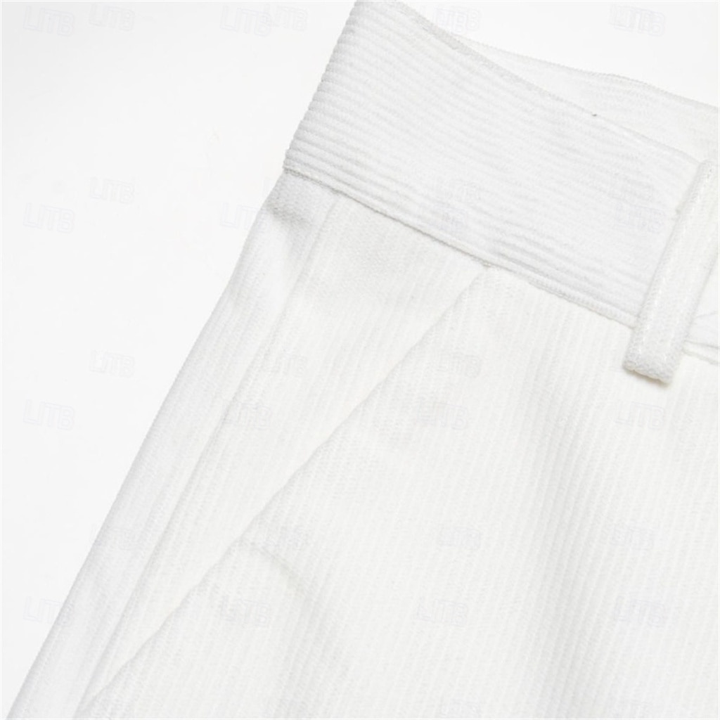 Homens Calças Social Calças de Veludo Parte inferior do sino Calça larga Bolsos Tecido Conforto Comprimento total Diário O negócio Feriado Férias Moda Branco Marron Sem Elasticidade de 2026 por $25.99 –P6