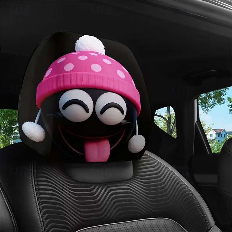 2 قطعة من أغطية مسند رأس السيارة المطبوعة عليها قبعة عيد الميلاد المدهشة، ديكور السيارة، بدون حشو، سهلة التركيب والغسل، مناسبة للسفر لمسافات طويلة لتخفيف التعب، ديكور سيارة مضحك مثالي 2026 - $9.49 –P10
