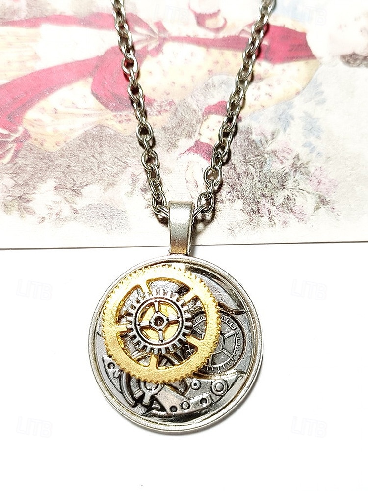 Männern Steampunk Zahnrad Anhänger Halskette - Legierungs-Metallkostümschmuck in Gold- und Silber-Tönen - perfekt für Karneval Maskerade und Halloween 2026 - $9.99 –P7