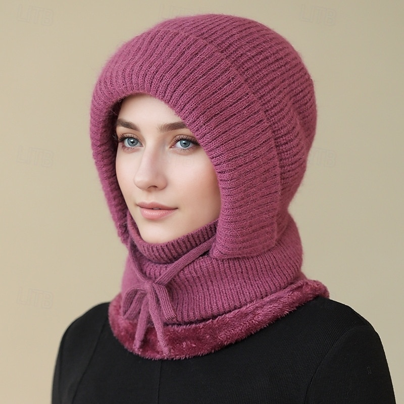 3-in-1 pipo naisten talvineulepipo fleecevuorilla, korva- ja kasvosuojuksilla, kylmän sään pyöräilypipo, tuulenpitävä ja lämmin, kodikas pipo äideille 2026 - $10.99 –P6