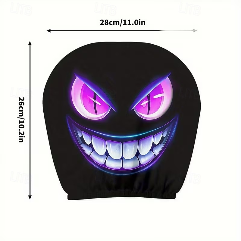 2pcs Cartoon Big-Eyed Face Printed Car Headrest Covers, Interior Decoration, Universal Fit, Washable, Easy to Install, Suitable for Long Trips Or Road Trips, Perfect Quirky Car Decoration 2026 - Kč154 –P29
