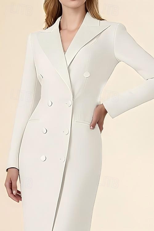 Per donna Abito da smoking Tubino Colonna Affari Formale Ospite di nozze Tessuto Elasticizzato Elegante Classico Manica Lunga Lunghezza al pavimento Dentellato Risvolto a punta Doppiopetto del 2026 a $195.99 –P3