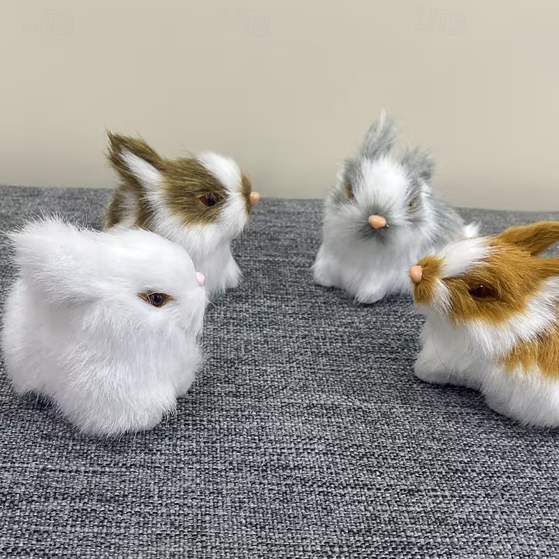 4 фигурки пасхальных кроликов ручной работы — универсальный праздничный декор для дома &полка для демонстрации, неэлектрическая, без перьев, идеально подходит для Рождества, Хэллоуина, Хануки, Дня 2026 - $25.99 –P6