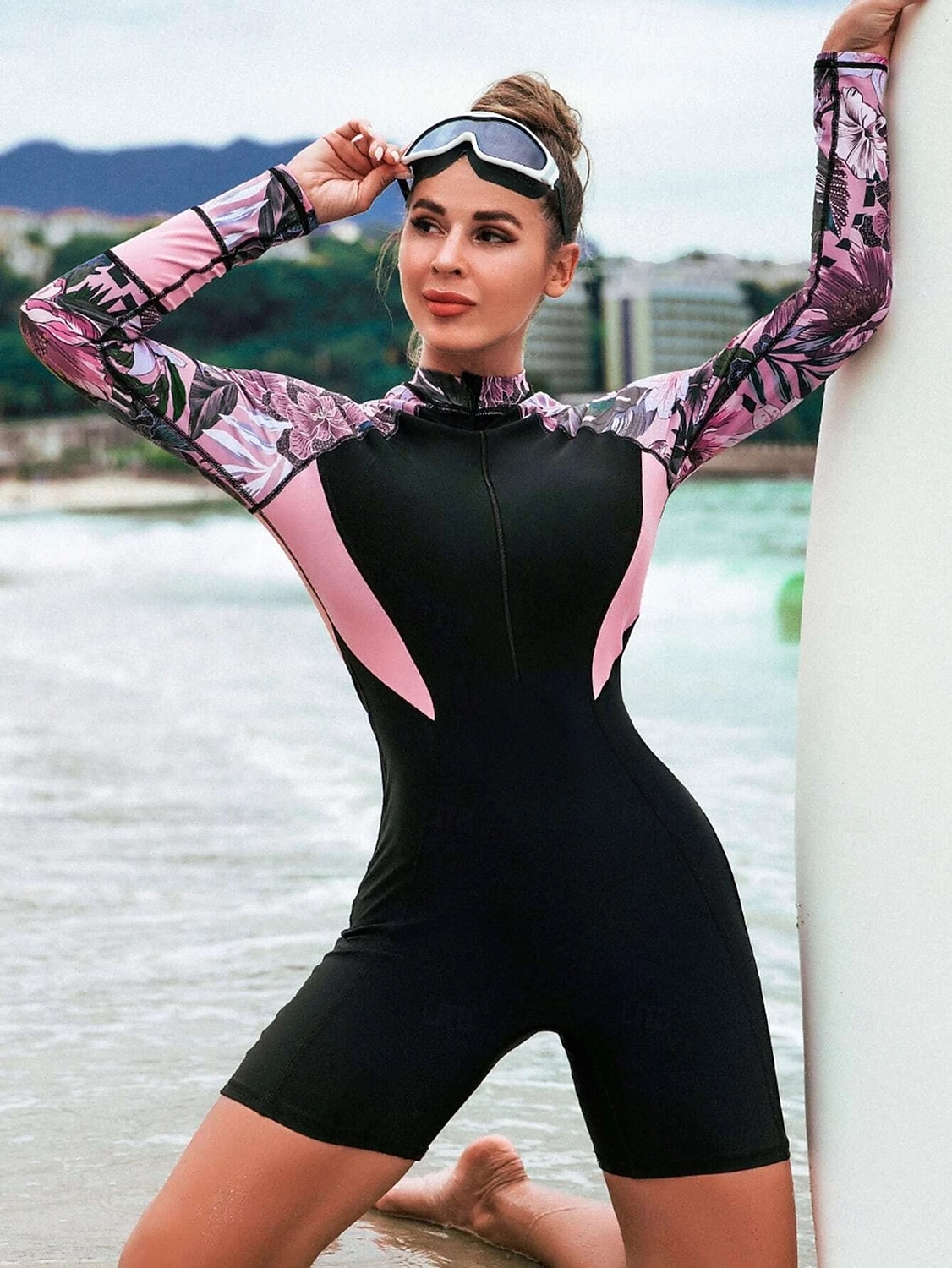 2026年 女性用 ラッシュガード 水着 ワンピース プリント ジッパーを閉める UVプロテクション 弾性ある 長袖 スイムウェア サーフィン ビーチ 水泳 夏  コレクション – $26.99 –P4