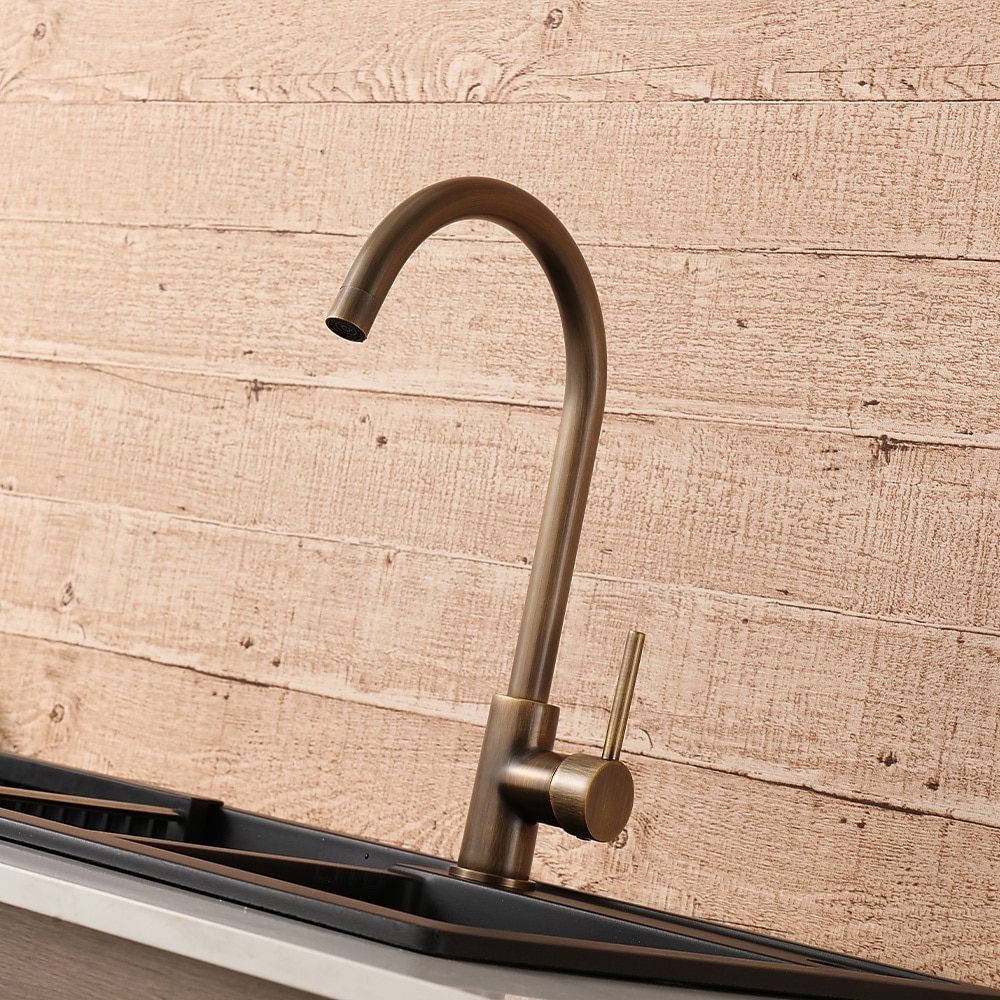 2026年 水栓 - シングルハンドルつの穴 アンティーク真鍮 標準スパウト センターセット 現代コンテンポラリー Kitchen Taps  コレクション – $186.99 –P5