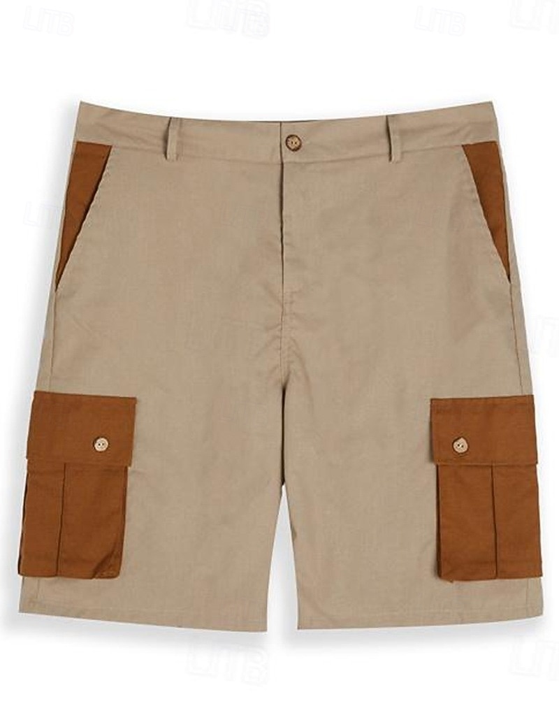 Per uomo Pantaloncini cargo Shorts Shorts di Lino Pantaloncini Estivi Shorts da Spiaggia Patchwork Tasca Blocco di colori Comodità Traspirante Lunghezza al ginocchio Casuale Quotidiano Ferie Vacanza del 2026 a $25.99 –P8