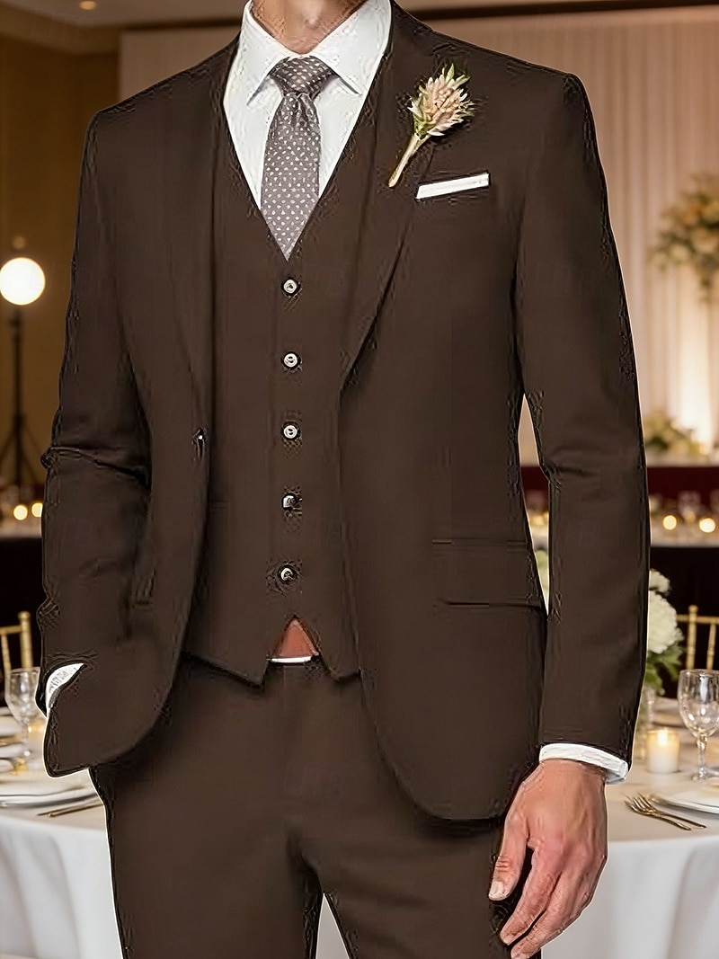 Herren Blazer + Weste + Anzughose Blazer Geschäft Arbeit Hochzeit Mode Streetwear Herbst Winter Terylen Einfach 3 Teile Einreihig Blazer Schwarz Champagner Rosa Kaki 2026 - $125.29 –P2