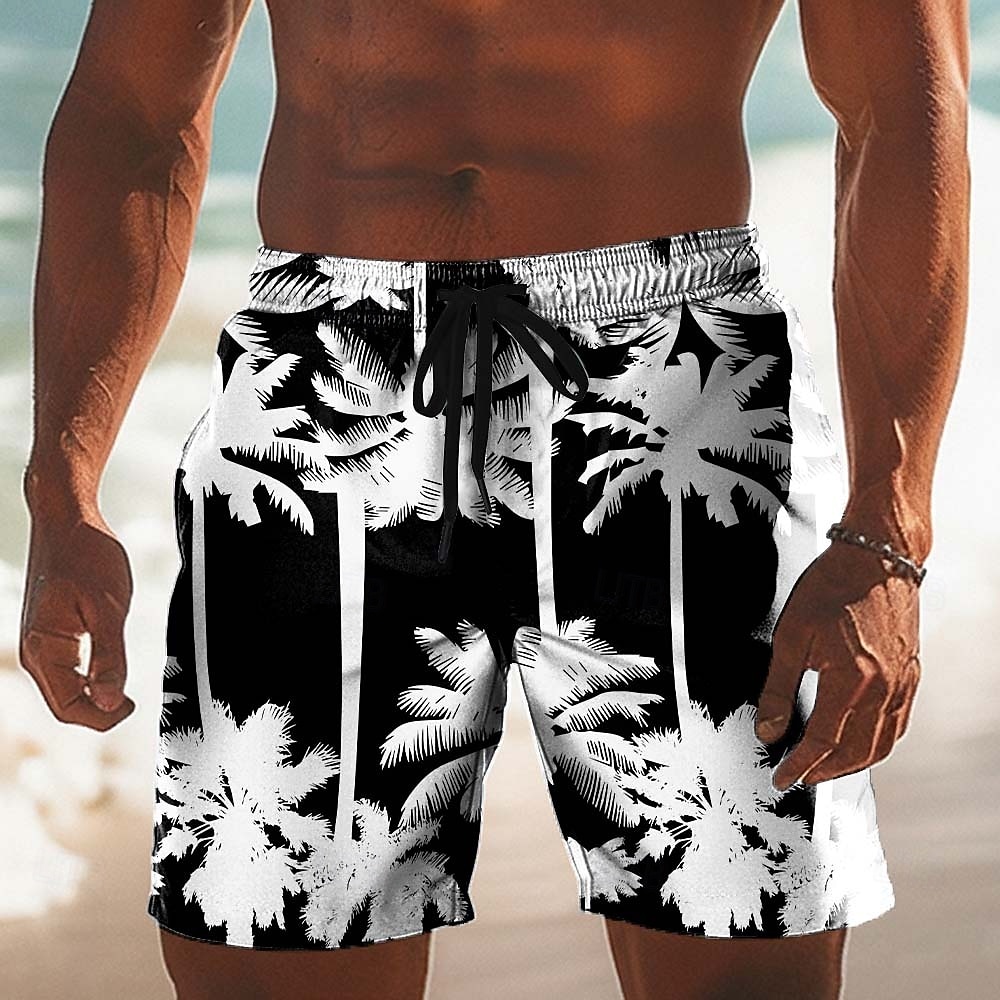 Men's Coconut Tree Tropical Plants Swim Trunks Swim Shorts Board Shorts Mid Waist Hawaiian Beach Vacation Wear Side Pockets Mesh Lining Elastic Drawstring Waist Designer Clothing Apparel 2026 - $10.99 –P4