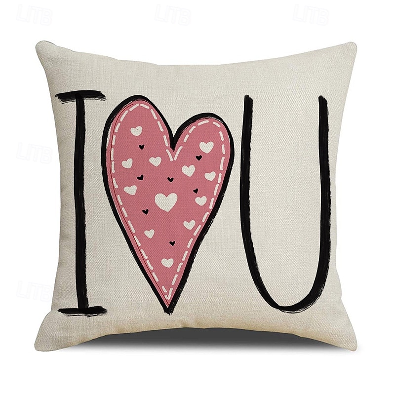 Valentine's Day Couple Heart Pillow Cover, Red "LOVE" Letter Print Decorative Cushion, Perfect for Sofa, Living Room, Bedroom, Ideal for Romantic Valentine's Day Home Decor 2026 - $13.99 –P11