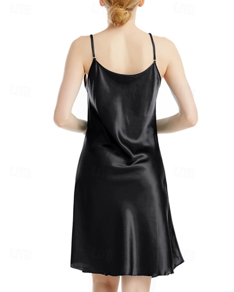 Mujer Bata de noche Casual Suave Satén Color puro Espalda al Aire Vestidos Diario Hogar Cama Sin Mangas Correas Azul cielo Negro Amarillo Rojo Morado Verano Delgado 2026 - $22.99 –P2