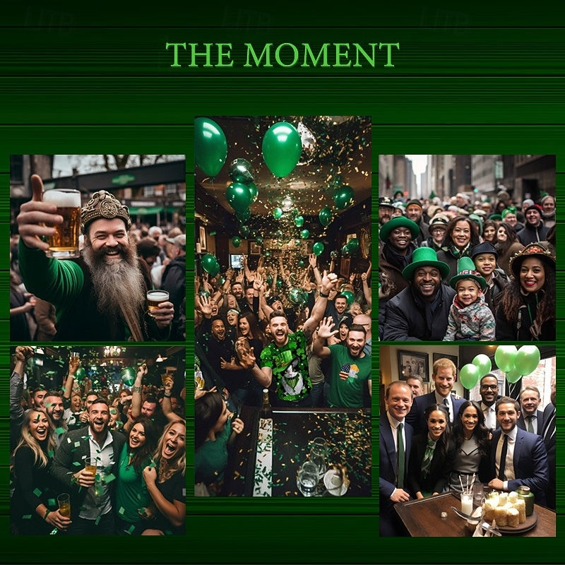 St. Patrick's Day Men's Four Leaf Clover Shamrock Celtic Art Shirt Button Up Shirt Long Sleeve Vintage Retro Holiday Spring Fall Turndown 3D Print Linen Like Shirt Green 1# Dark Red Green Dark Blue 2026 - $15.49 –P6