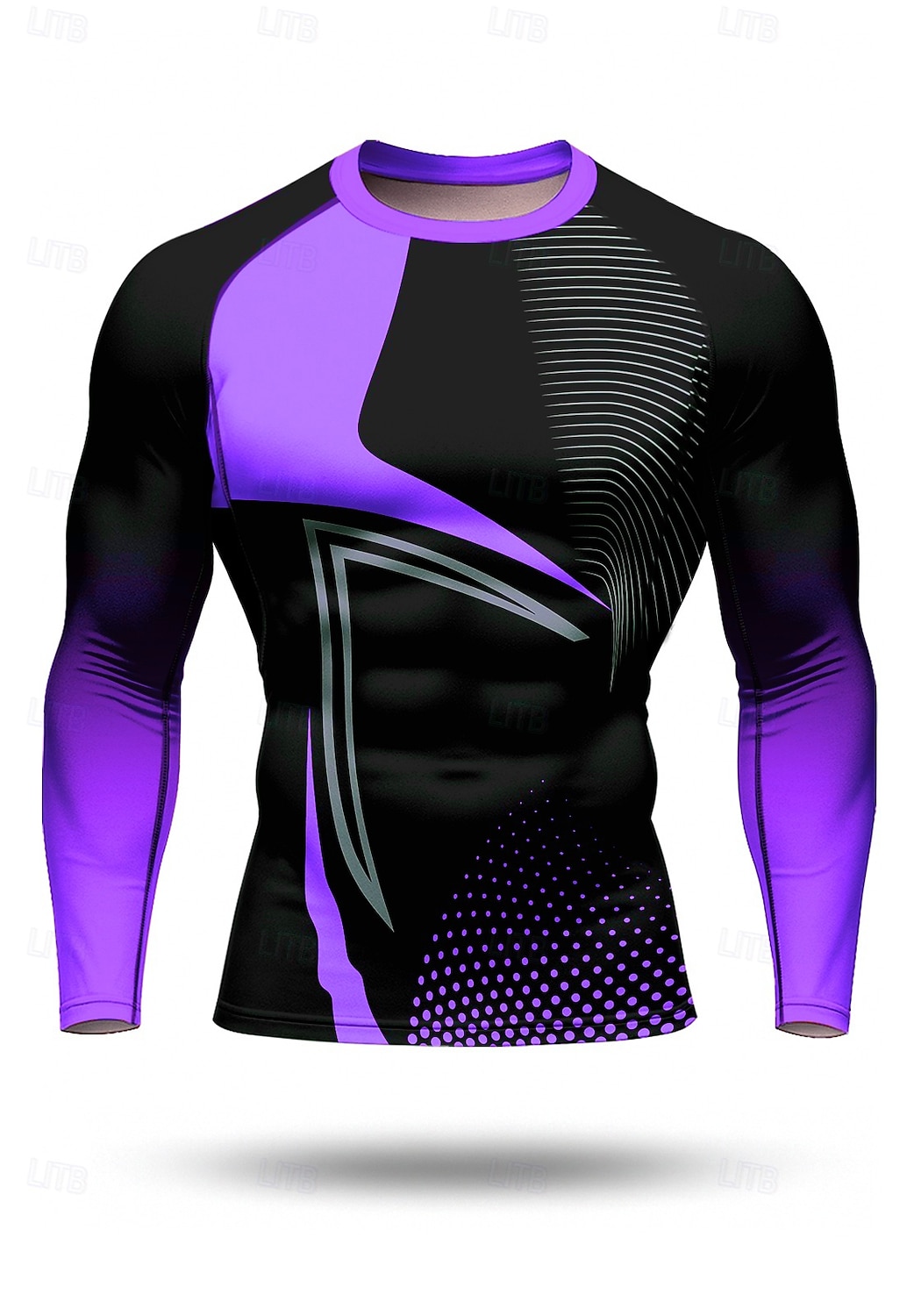 Муж. Футболка для бега Компрессионная футболка 3D печать Длинный рукав Основной слой Весна Осень Геометрический принт Быстровысыхающий Сжатие видеоизображений Для тренировки Power Flex Влагоотводящие 2026 - $18.99 –P11