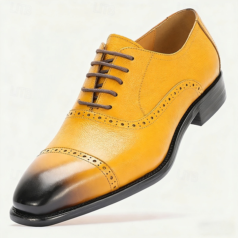 Per uomo Classico Casual Matrimonio Pelle Pelle Pieno Fiore Italiana Antiscivolo Allacciatura Nero Giallo Rosso Primavera Tutte le stagioni del 2026 a $94.99 –P4