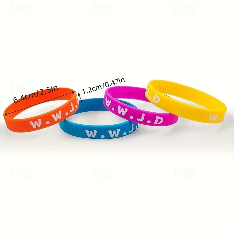 2026年 20個のWWJD「イエスならどうするだろう」ブレスレット - イエスのイメージとWWJDのイニシャルがインスピレーションと高揚感を与えるキリスト教の宗教的なシリコンリストバンド - 教会のグループ活動やパーティーのギフトに最適  コレクション – $12.99 –P5