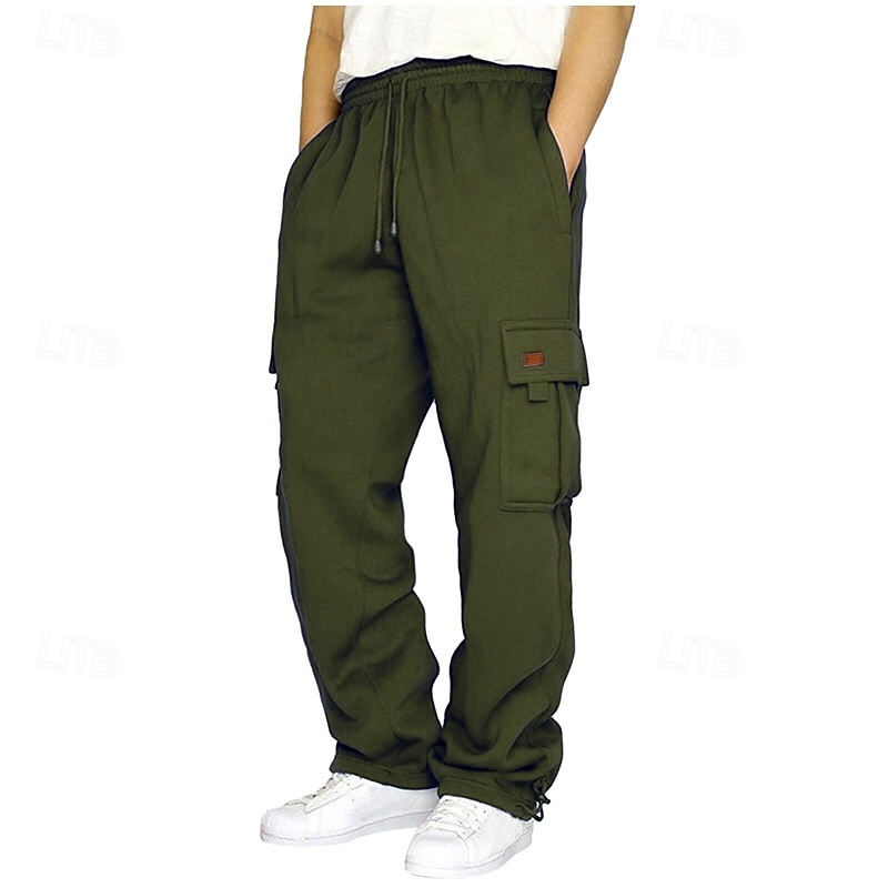 Men's Cargo Pants Sweatpants Trousers Straight Leg Sweatpants Drawstring Pocket Elastic Waist Plain Comfort Wearable Daily Outdoor Holiday Fashion Classic Style Black White 2026 - $20.99 –P7