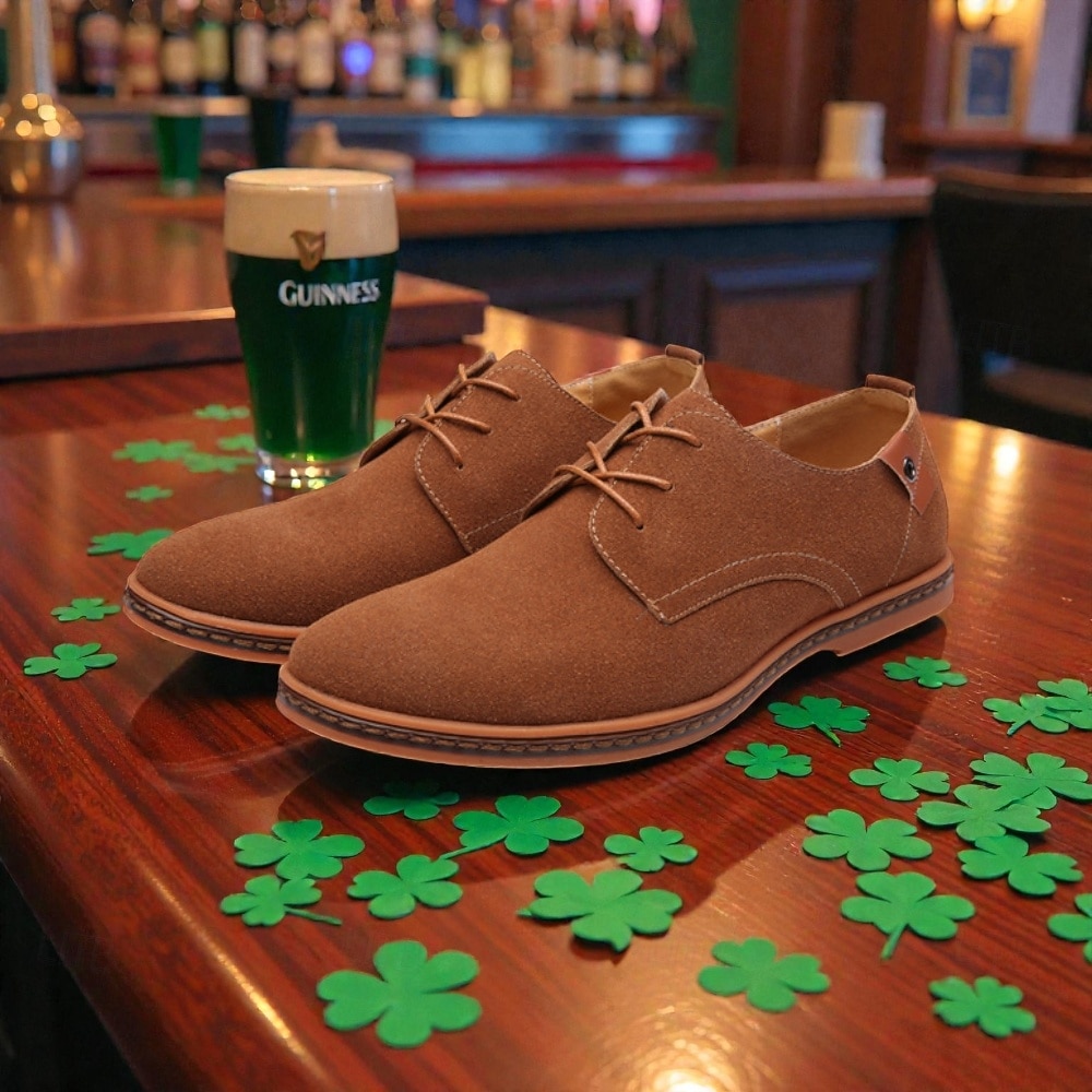 scarpe oxford in pelle scamosciata verde da uomo, scarpe casual morbide e leggere per comfort e stile, perfette per l'uso quotidiano, casual da lavoro, feste e outfit per il giorno di San Patrizio del 2026 a $42.99 –P6