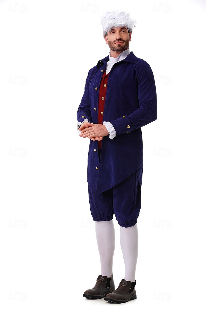 250e anniversaire des États-Unis Rococo Baroque Tenues Manches longues George Washington Epoque Coloniale Guerre d'indépendance américaine Déguisement Homme Carnaval Jour de l'indépendance 4 juillet de 2026 ? $50.99 –P8