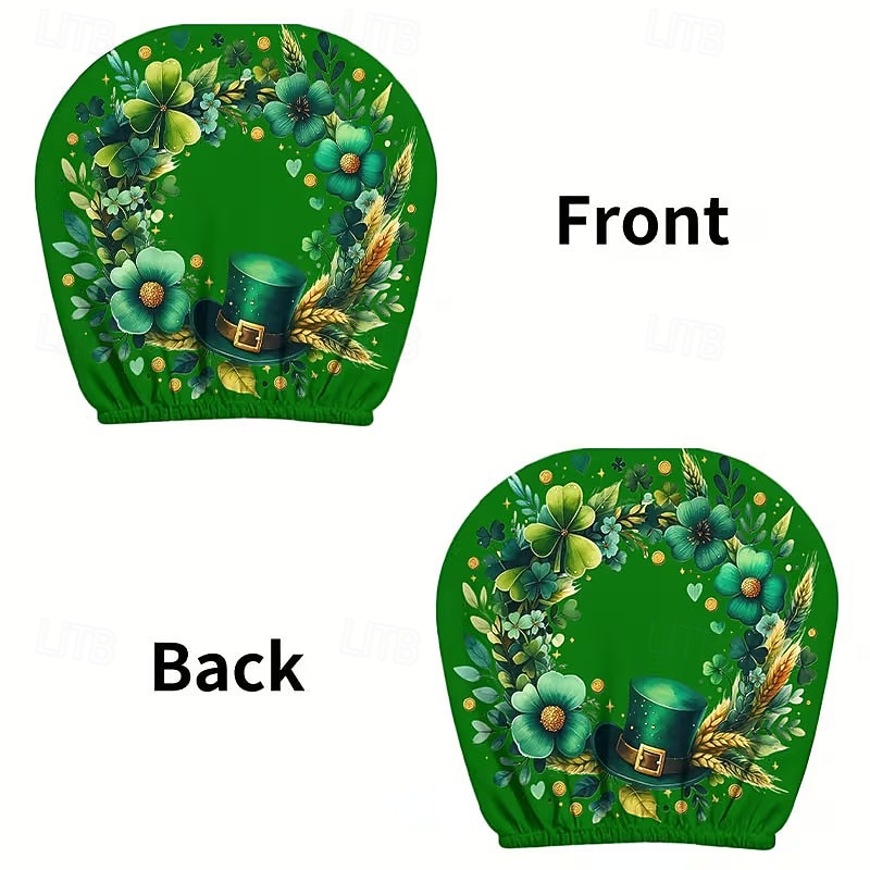 2 capas de encosto de cabeça para carro com trevo verde | compatíveis com todos os veículos, pretas &Adesivo para carro com estampa de trevo verde, design plano 2D, poliéster, fácil instalação - de 2026 por $7.99 –P24