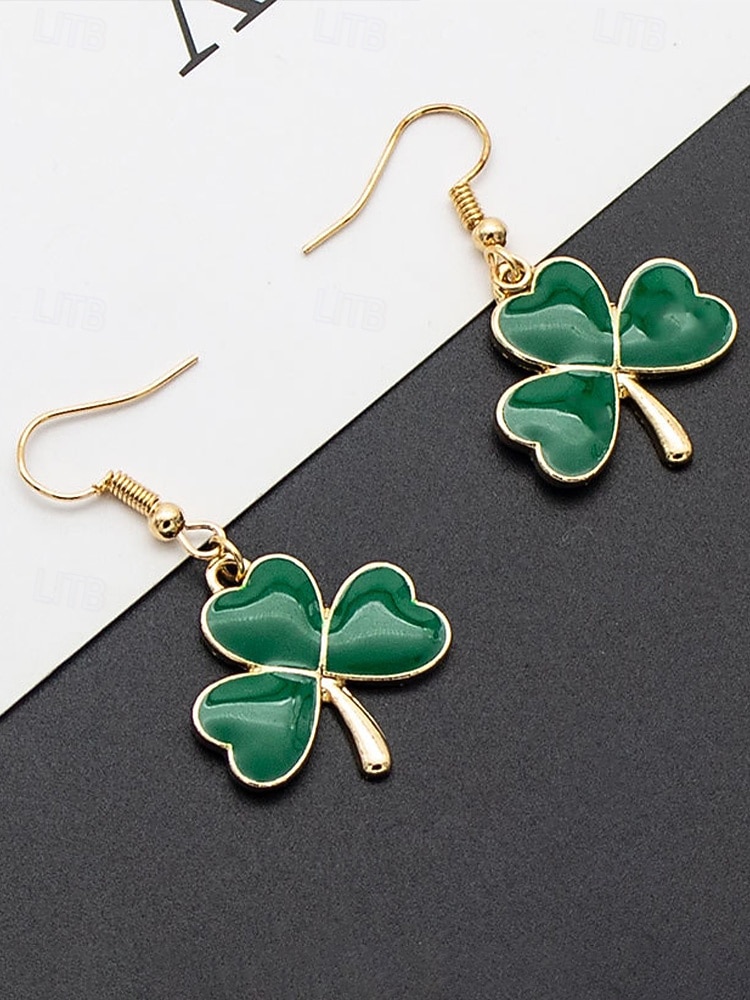 Женские серьги-подвески ко Дню Святого Патрика, дизайн с зеленым клевером и шляпой лепрекона, серьги-подвески из сплава, праздничные ирландские украшения для вечеринки для женщин. 2026 - $7.99 –P5