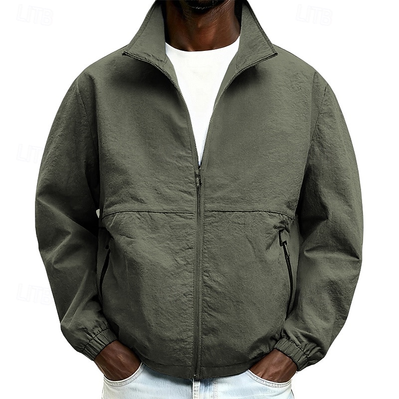 Ανδρικά Ελαφρύ μπουφάν Casual Jacket Καθημερινά ΕΞΩΤΕΡΙΚΟΥ ΧΩΡΟΥ Ικανότητα να αναπνέει Τσέπη Άνοιξη Φθινόπωρο Σκέτο Κομψό στυλ street Στυλάτο Όρθιος γιακάς Κανονικό 2026 - $48.99 –P1
