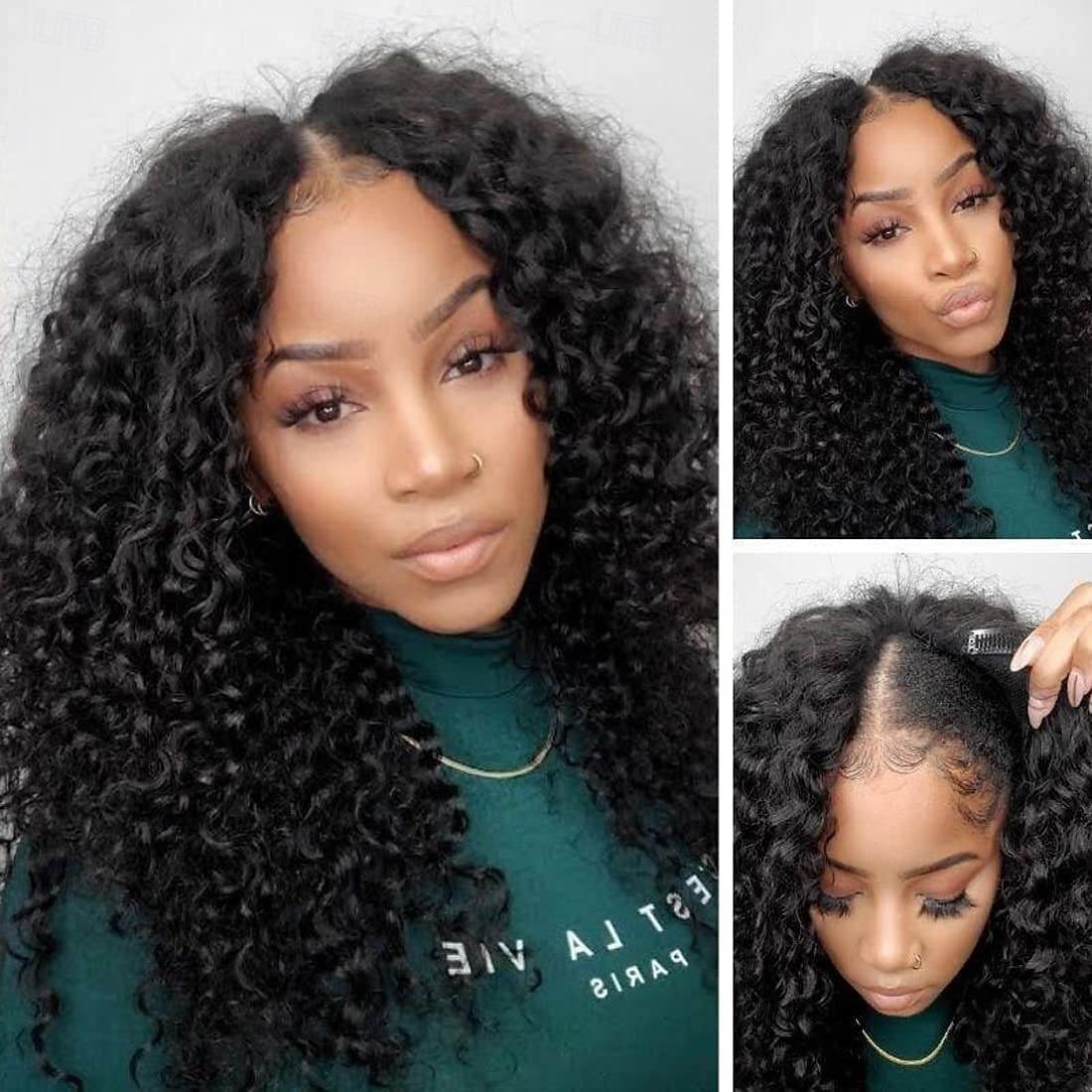 Afro Kinky Curly Wigs Human Hair with Bangs 180% Density Brazilian Virgin Human Hair Wigs for Women Glueless Wigs Human Hair Machine Made None Lace Front Wigs Natural Color 2026 - $110.99 –P2