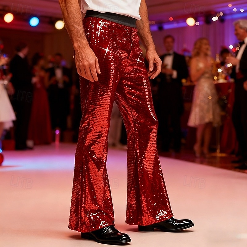 Per uomo Pantaloni Pantaloni Eleganti Pantaloni a Zampa Tasca Bottoni Semplice Comodità Feste Palcoscenico Moda Stile Classico Rosso Oro Micro-elastico del 2026 a $33.99 –P2
