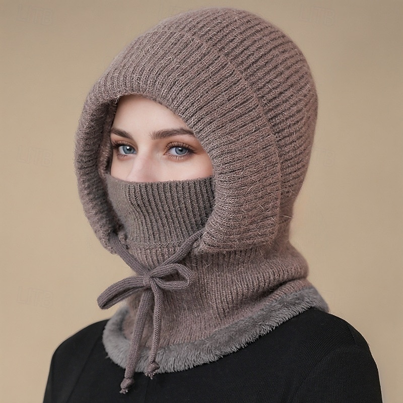 3-in-1 pipo naisten talvineulepipo fleecevuorilla, korva- ja kasvosuojuksilla, kylmän sään pyöräilypipo, tuulenpitävä ja lämmin, kodikas pipo äideille 2026 - $10.99 –P5