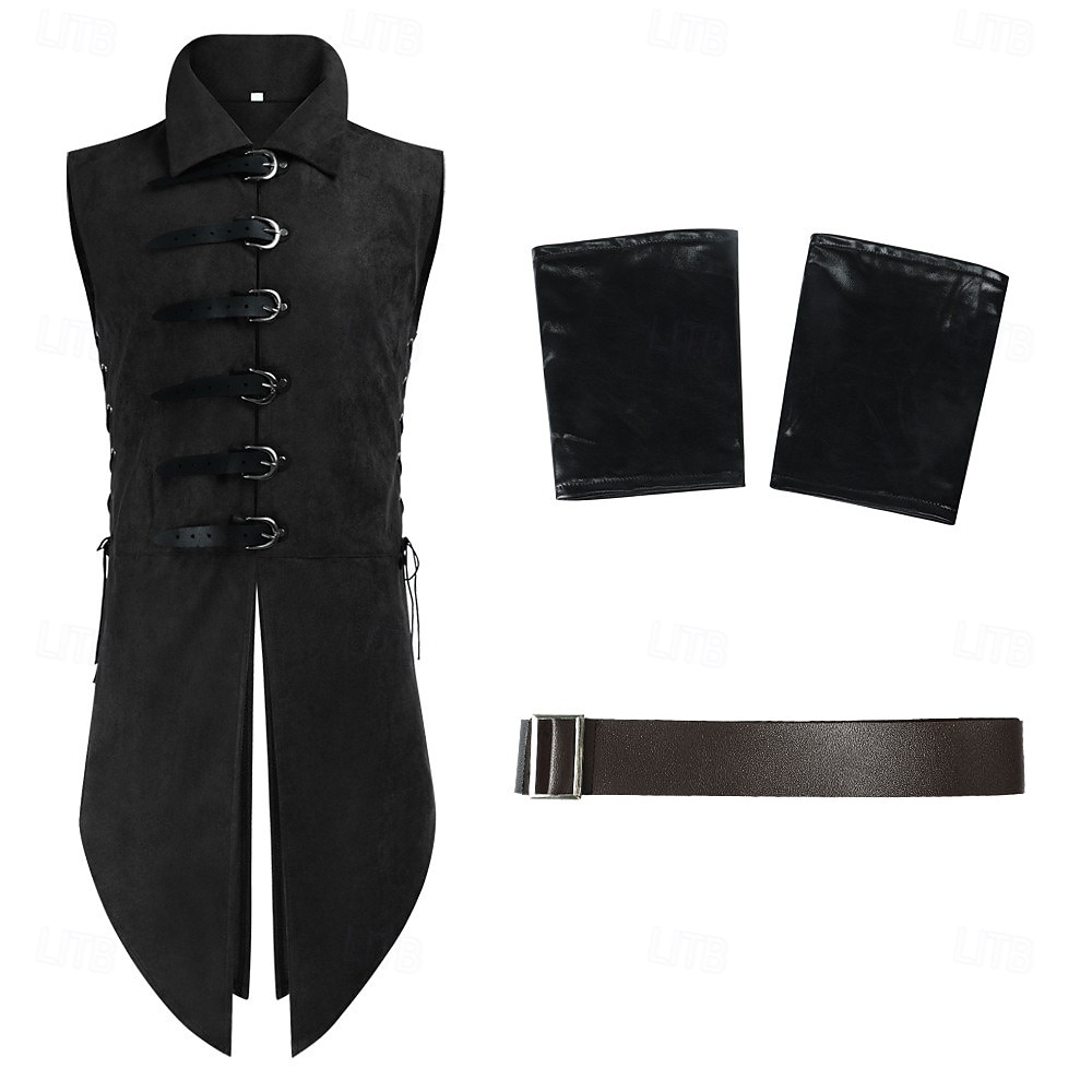 Retro Antiguo Medieval Renacimiento Armas y Armaduras Chaleco Elfo Vikingo Ranger Disfraz Hombre Fantasía Víspera de Todos los Santos Carnaval Rendimiento LARP Feria Ren Adultos Chalecos Cinturón 2026 - $58.99 –P9